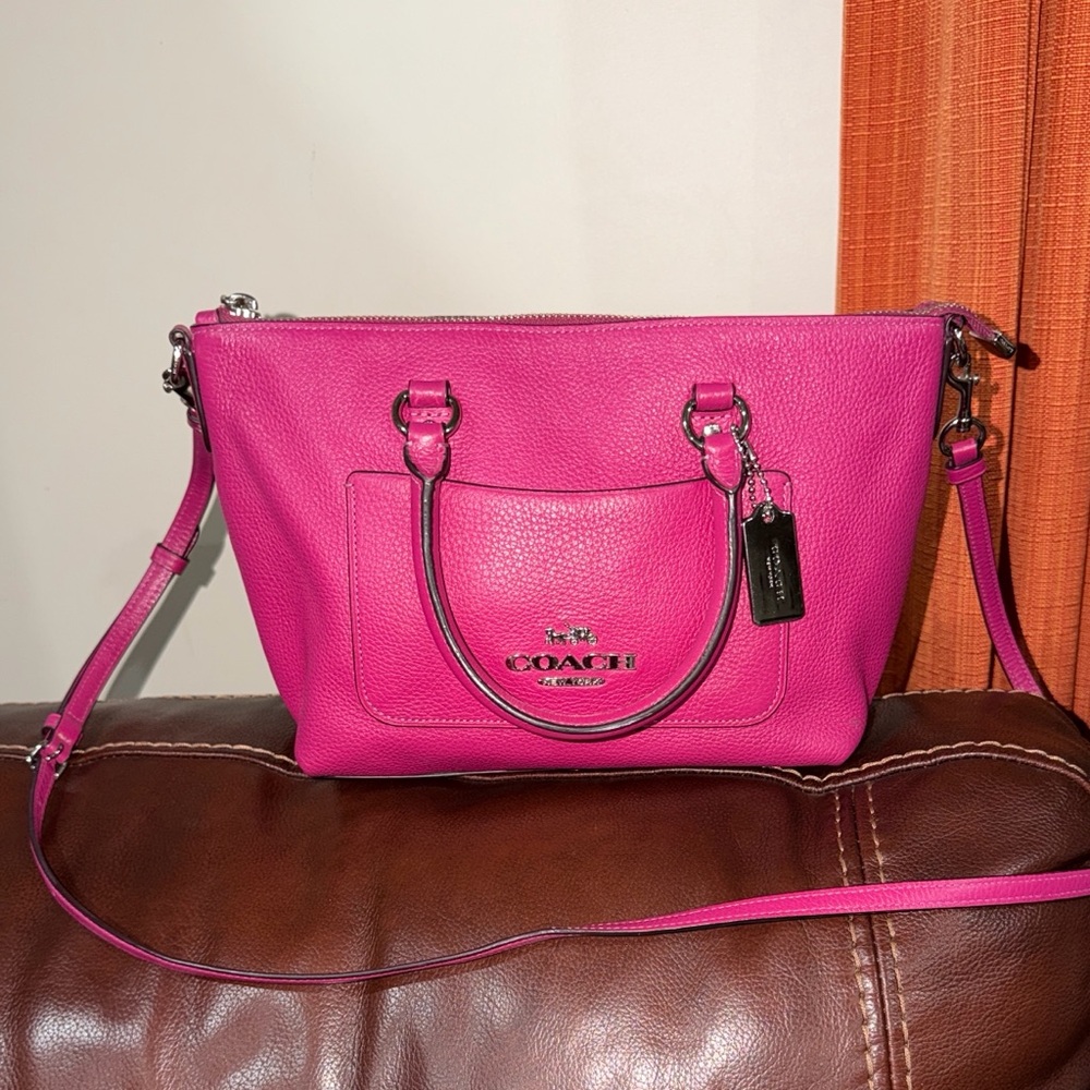 ‼️Coach Pink Leather Mini Emma Satchel Crossbody Bag